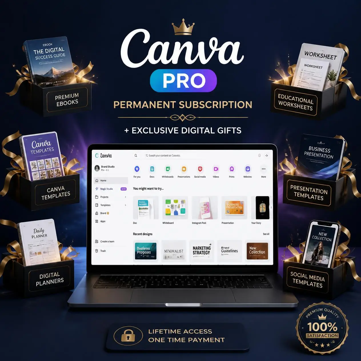 اشتراك Canva Pro دائم وهدايا رقمية