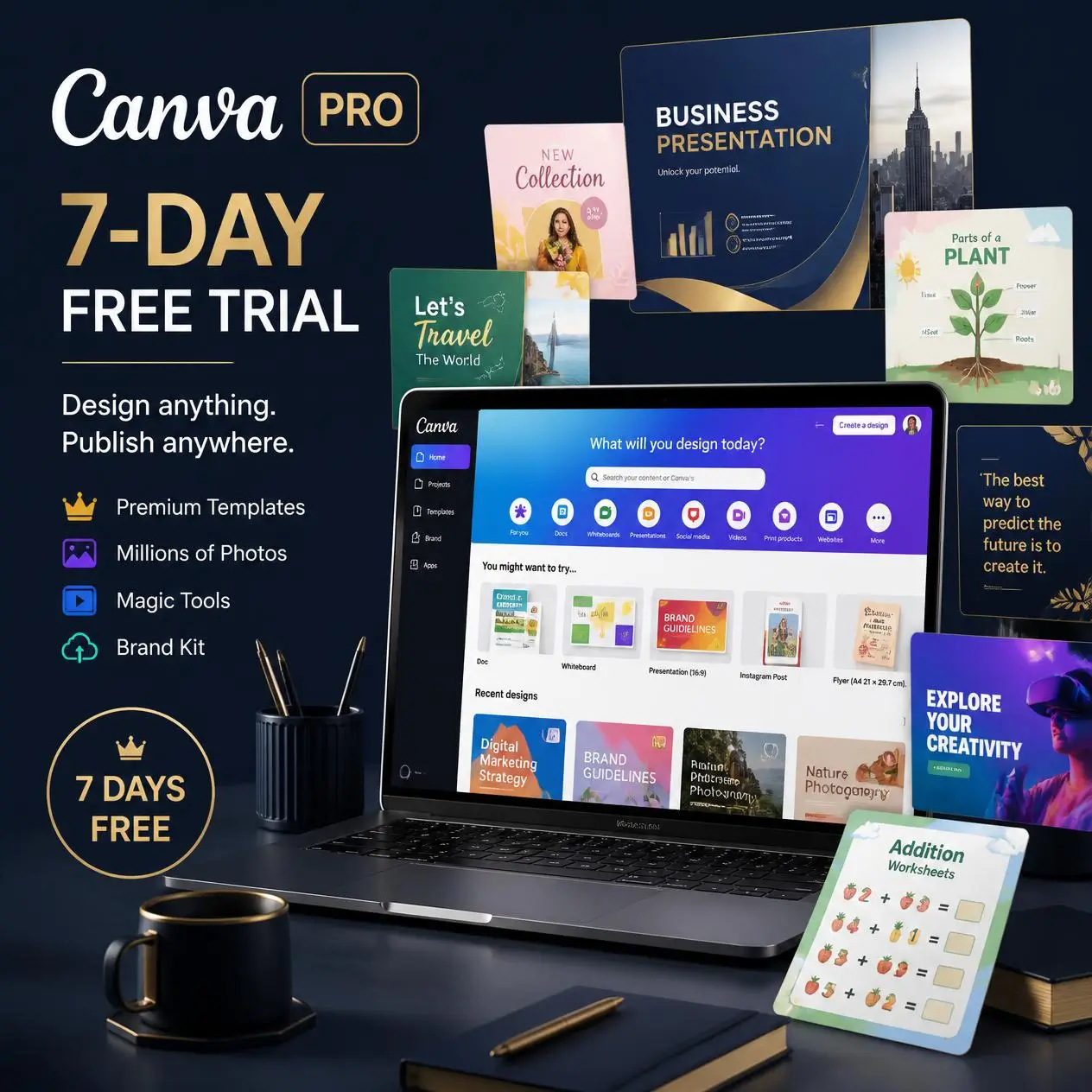 تجربة Canva Pro لمدة 7 أيام مجانًا
