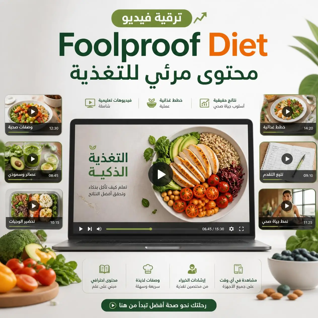 حزمة فيديوهات التغذية والنظام الغذائي